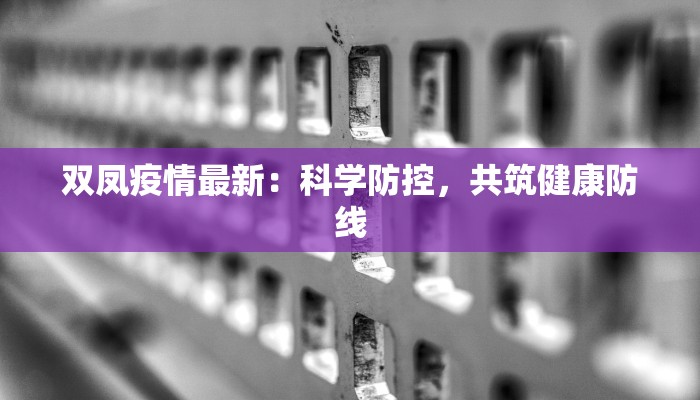 双凤疫情最新：科学防控，共筑健康防线